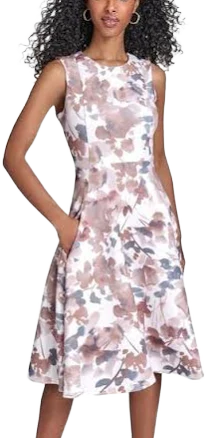 Calvin Klein Women's Floral-Print Scuba Fit & Flare Midi Dress