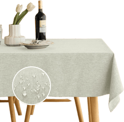 Faux Linen Waterproof Tablecloth,Light Grey,70" x 52" (Rectangular)