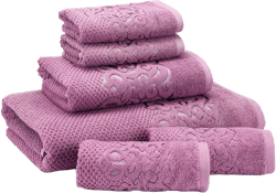 EastNBlue Galata Premium Bath Towels Set of 6 - Turkish Cotton Washcloths, Hand & Large Bath Towels Sets, Thick, Soft & Highly Absorbent for Bathroom, Damson (Purple) 1 Bath Towel, 1 Hand Towel, 4 Washcloths Damson