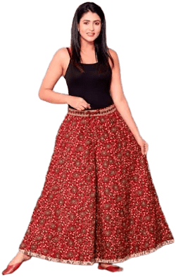 KOTTONTRENDS Ethnic Cotton Floral Print Palazzo Pants