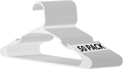 Simple Deluxe 50 Pack Plastic Hangers, Durable Clothes Hangers, Lightweight and Space-Saving Hangers for Shirts, Dresses, Coats, Pants, White