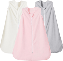 PHF 3 Pack Warm Micro-Fleece Baby Sleep Sack 12-18 Months, Soft Baby Wearable Blanket, 2-Way Zipper Sleeping Bags, Comfy Sleeping Sack for Infant Newborn Girls, Large Size, Snow White&Grey&Pink Large Snow White&grey&pink