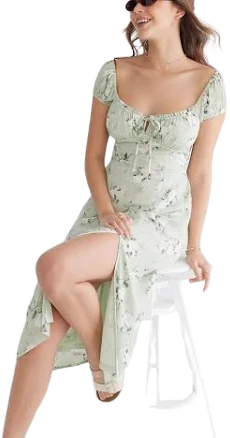 Aeropostale Women's Floral Scoop-Neck Tie-Front Midi Dress
