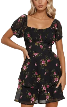 Fashion Nova Lenora Ruched Smocked Chiffon Mini Dress