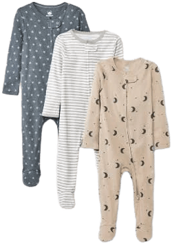 Baby 3pk Cotton Moons Sleep N' Play Cloud Island Gray