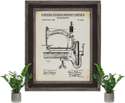 Sewing Machine 1886 Patent Print
