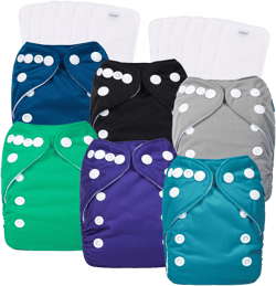 ALVABABY 6pcs with 12 Inserts Baby Cloth Diapers Pocket Newborn Diaper for Less Than 12pounds Baby Snaps Cloth Diapers Nappy, Pure Color 01