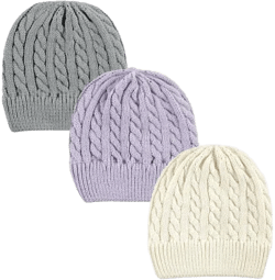 Hudson Baby Baby Girl Knit Cuffed Beanie 3pk