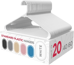 Sharpty Plastic Hangers Clothes Hangers for Clothing, Closet, Coats & Shirts - Durable, Thick, Tough & Space Saving - for Everyday Standard Use, Room Essentials & Basics - 20 Pack - White