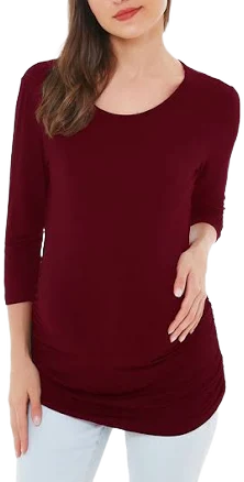 Women's Side Ruched 3/4 Sleeve Maternity T-Shirt