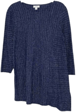 J. Jill Tops | Pure J. Jill Navy Blue Striped Asymmetric Tunic Top Hemp Organic Cotton L | Color: Blue | Size: L | Thegoldswan's Closet