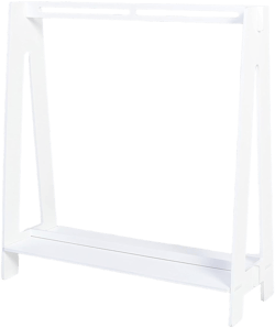 Children’s Wardrobe - Wooden Clothes Rack with Hanging Rail & Display Shelf for Children - DIY Dressing Furniture (White)