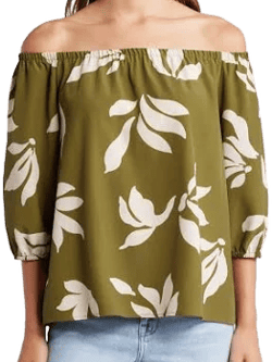 Loveappella Women's Floral Print Off-the-Shoulder Top
