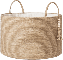 Mkono Extra Large Laundry Basket Woven Storage Baskets for Blankets Toys Clothes Organizer, Decorative Clothes Hamper 21.7" x 13.8" Brown 21.7" W × 13.8"L
