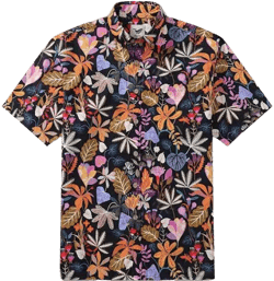 Yiume Men's 1950s Floral Hawaiian Cotton Shirt