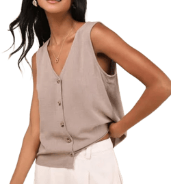 Lulus Sleeveless Linen Button-Front Top