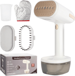Steamer for Clothes, 1800W Handheld Clothes Steamer - 20s Fast Heat-Up, 350ml Detachable Tank, Auto-Off, Compact & Portable for Travel/Home/Office (White, Wet&Dry) Wet&Dry/1800w/350ml White
