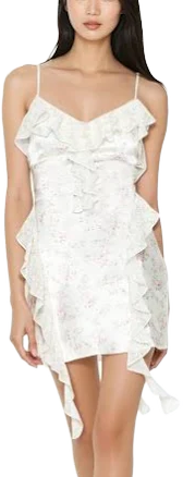 Ruffle Floral Mini Slip Dress