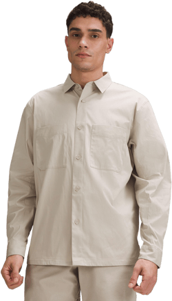 lululemon Men's Gray Poplin Relaxed Long-Sleeve Button Up Shirt