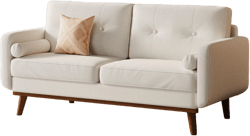 65" Loveseat Sofa, Mid Century Modern Couch Comfy Love Seat Couches, 2 Seater Deep Seat Couch Linen Upholstered Couches for Bedroom Small Space, Beige