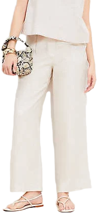 Loft Women's Linen Pull-On Wide Leg Pants