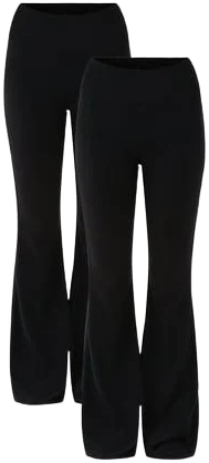 No Boundaries Women's Flare Leg Comfort Fit Pants 2-Pack