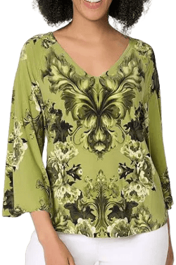 Attitudes by Renee Como Jersey Printed Blouse