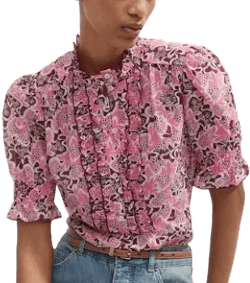 ME+EM Women's Floral Print Silk Cotton Blouse