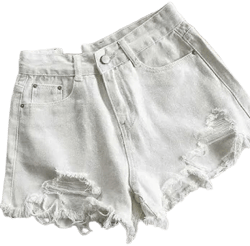 Women's Denim Shorts with Frayed Edges