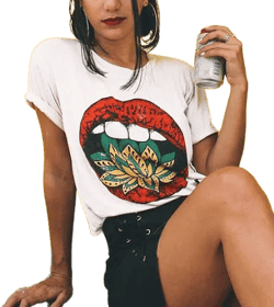 Life Clothing Women's Vintage Lotus Kiss Graphic Tee