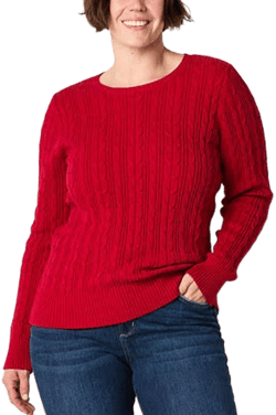 St. John's Bay Women's Cable Knit Long Sleeve Pullover Sweater