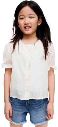 H&M Girls Lace-Trimmed Cotton Blouse