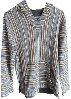 Faherty Blue Striped Poncho Hoodie