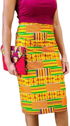 Rosey Kente African Print Wrap Skirt
