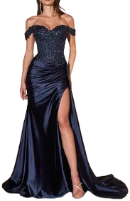 Hailee Off Shoulder Lace & Satin Gown