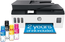HP Smart -Tank Plus 651 Wireless All-in-One Ink -Tank Printer, up to 2 Years of Ink in Bottles, Auto Document Feeder, Mobile Print, Scan, Copy,, Fax, Works with Alexa (7XV38A)