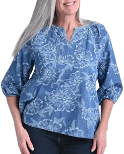 Printed Split Neck ¾ Sleeve Blouse