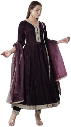 Anarkali Suit with Embroidered Velvet