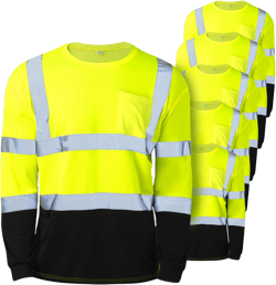 Zhanmai 6 Pack High Visibility Shirts Class 3 Reflective Safety Hi Vis Shirt Long Sleeve Wicking Safety Shirt with Pocket (Yellow) X-Large Yellow