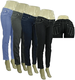 DollarDays Case of 12 Women's Skinny Denim Jean Pants 4 Colors