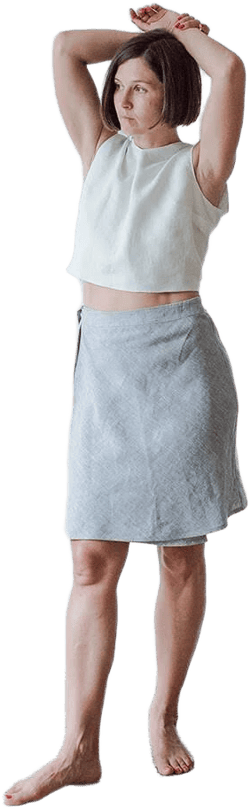 Ida Linen Bias Wrap Skirt