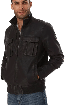Big & Tall Men's Faux Leather Bomber Jacket