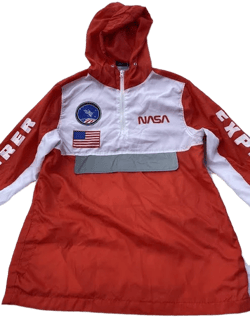 NASA Unisex Lightweight Hooded Windbreaker Pullover Jacket
