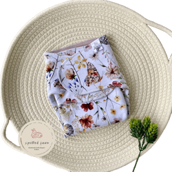 Bamboo Organic Stretchy Preflat Butterfly Wildflower | Newborn | One Size | Bamboo Organic Cotton Preflat Cloth Diaper