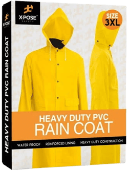 Xpose Safety Heavy Duty PVC Rain Coat with Detachable Hood