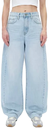 Bayeas Women's Raw Hem Super High Waist Barrel Jeans