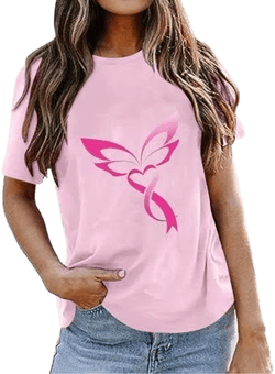 Swiftwear Women's Breast Cancer Awareness Butterfly Pink Ribbon Inspirational T-Shirt