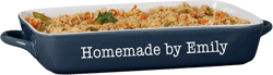 Personalization Universe Classic Ceramic Baking Dish, Custom Etched, 4 Quart Capacity, Stoneware Bakeware, Dishwasher Safe, Oven Safe, Baker Cooking Gift Perfect for Casseroles and Pies - Navy