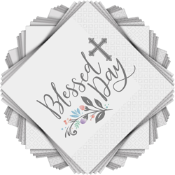 Holy Day Luncheon Napkins - 6.5" x 6.5" (Pack of 36) - Elegant White & Gray Paper - Perfect for First Communion, Religious Mass Ceremonies, & More