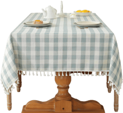 Laolitou Checkered Tablecloth Square Washable Heavy Duty Buffalo Plaid Table Cloth with Tassel Cotton Linen Gingham Table Cover for Holiday Picnic Kitchen Dining Room, Blue, 55 Inch Blue 55" x 55" (Square)
